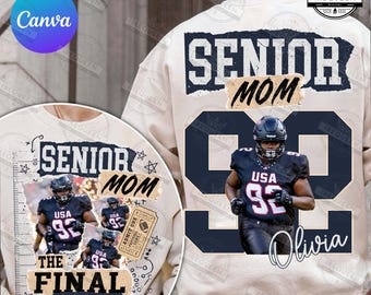 Senior Football Mom Png, Custom Canva Photo Template Png, Custom Name and Number Png, Game Day, Football Png, Class Of 2027, Digital File