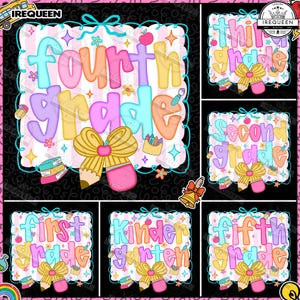 Preppy Back to School Bundle PNG, Coquette Teacher First Day of School Shirt Design, Girly Checkered Sublimation, Class Grade, Digital File