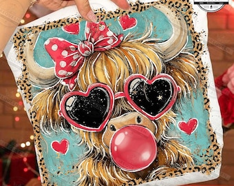 Highland Cow png, Valentine Coquette Png, Valentine Heart Png, Love Png, Valentine's Day, Retro Valentine Png, Digital File