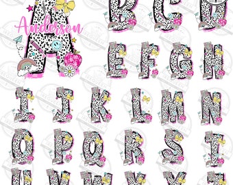 Back to School Alphabet Doodle PNG Bundle, Custom Teacher Name Png, First Day Of School, Teacher Appreciation, Doodle Font, Digital File