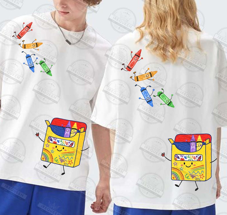 Back to School Png, Cute School Supplies PNG, Teacher Shirt Design, Crayons Jumping Into Box Png, Dancing Rainbow Crayons Png, Digital File image 4
