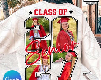 Class of 2027 Canva Template, Senior 2027 Canva Photo Editable, Senior Mom Png, Graduation High School Png, Add Photo Senior, Digital File