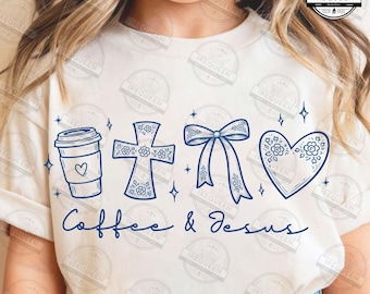 Coquette Coffee and Jesus Png, Retro Christian Png, Grandma Core Png, Religious Bow Png, God Jesus Girly Png, Trendy Jesus Png, Digital File