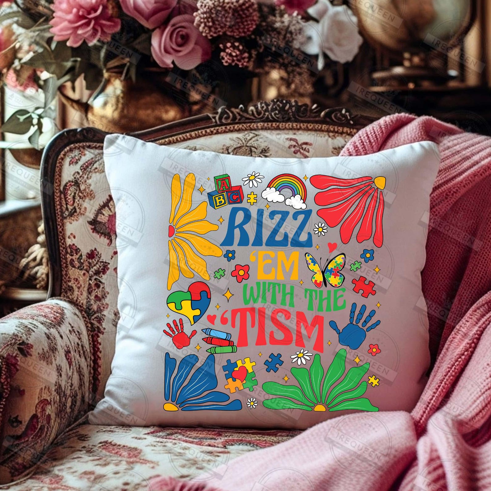 Rizz Em With the Tism Png, Autism Png, Neurodiversity Png, Retro Autism ...