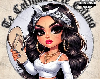 Funny Latina Mom Sayings Png, Chibi Style Latina Mother&#39;s Day Png, Gift For Mom Png, Te Calmas o te Calmo Png, Chicano Mama, Digital File