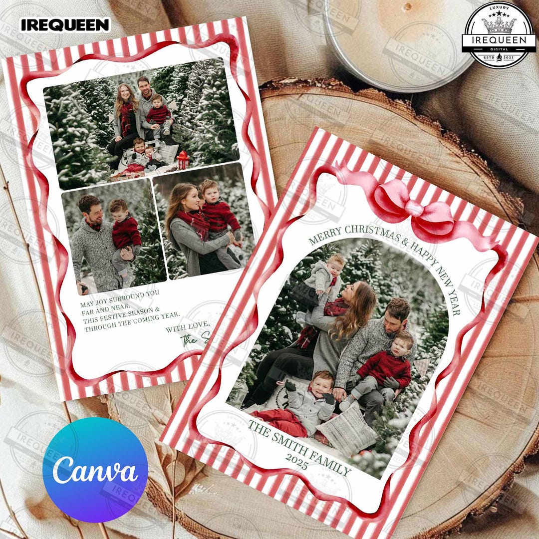 Editable Christmas Card Template Png, Christmas Photo Custom Canva ...