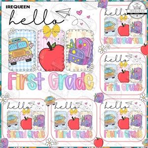 Back To School Png Bundle, Grade School Png, Pre-k 1st/2nd/3rd Grade, Coquette Grade Png, Teacher First Day of School Png, Digital File