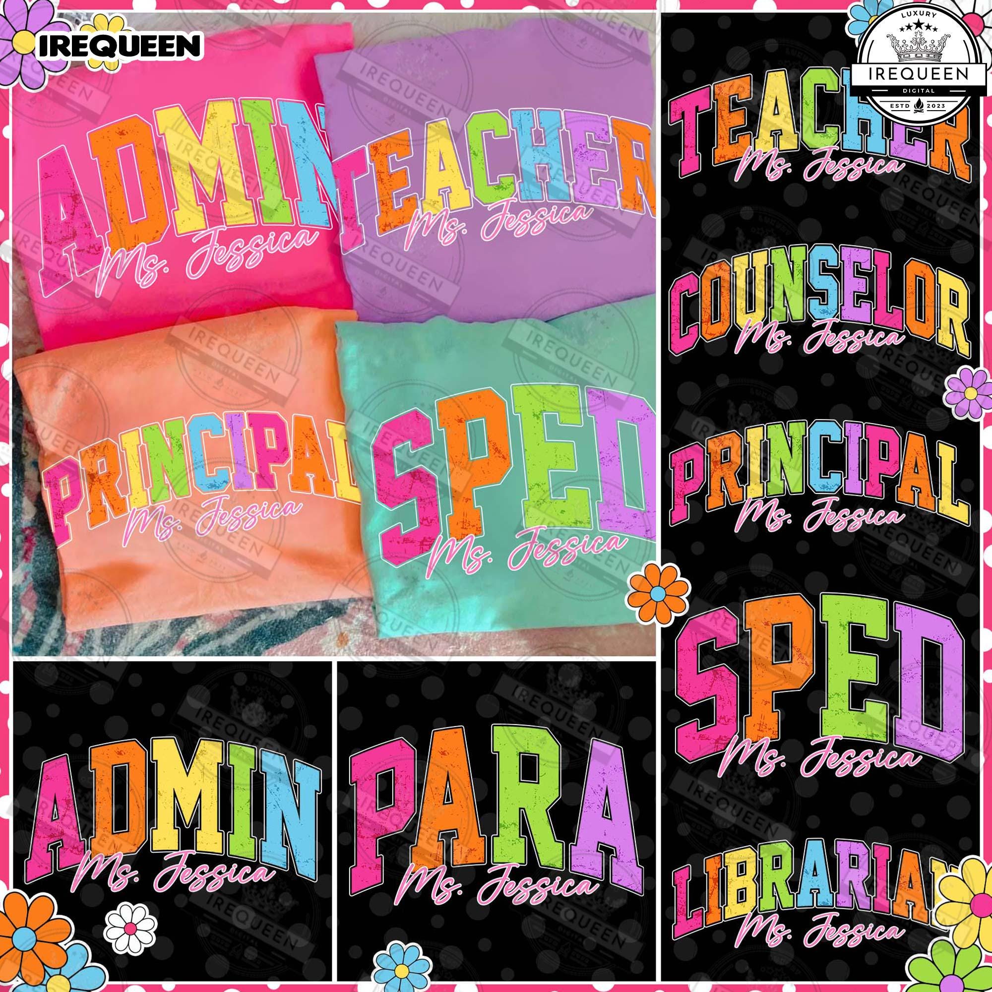School Occupation PNG Bundle, Back to School Teacher Sped Para Counselor, Bright Neon Girly Png, Preppy First Day of School, Digital File
