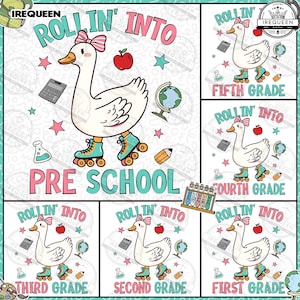 Pacote de Desenhos Animados em PNG do Rollin' Into School, PNG do Jardim de Infância Pré-Escolar, PNG de Volta às Aulas, Primeiro Dia de Aula, Coquete de Ganso Bobo, Arquivo Digital