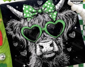 Vintage Highland Cow St. Patrick's Day Png, Retro St Patricks Day PNG, Funny St Patty's Day png, Lucky, St Patricks Coquette,Digital File