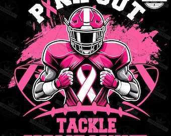 Breast Cancer Football Pink Out Png, Sport Breast Cancer Png, Pink Ribbon Png, Sport Pink Out Shirt Design, American Football, Digital File