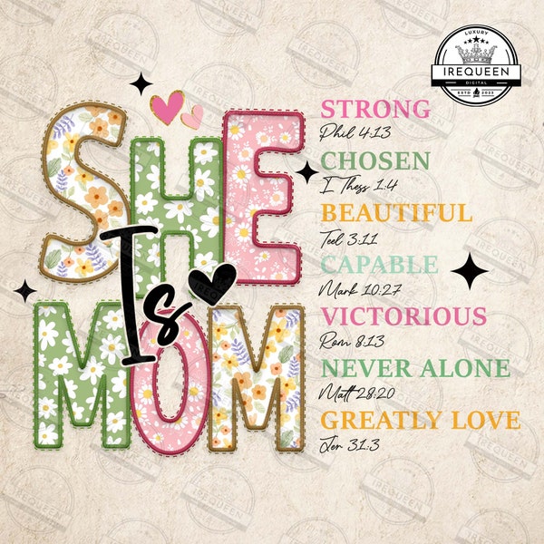 Floral She is Mom Png, Retro Mama Quotes Png, Retro Mother Png, Blessed Mom Png, Mom Life Png, Mother's Day Png, Gift for Mom, Digital File