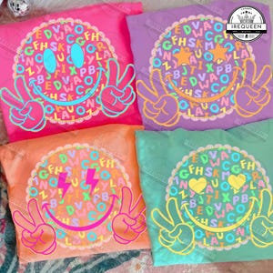 Back To School Neon Png, Smiley Png, Preppy Back To School Png, Neon School Kids Sublimation Png, Retro Distressed Teacher Png, Digital File