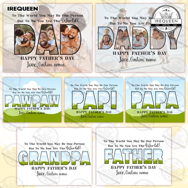 Customize Dad/Papa/Grandpa/Daddy Bundle, Happy Father’s Day Png, Gift For Grandpa Png, Canva Template Editable,  Digital File