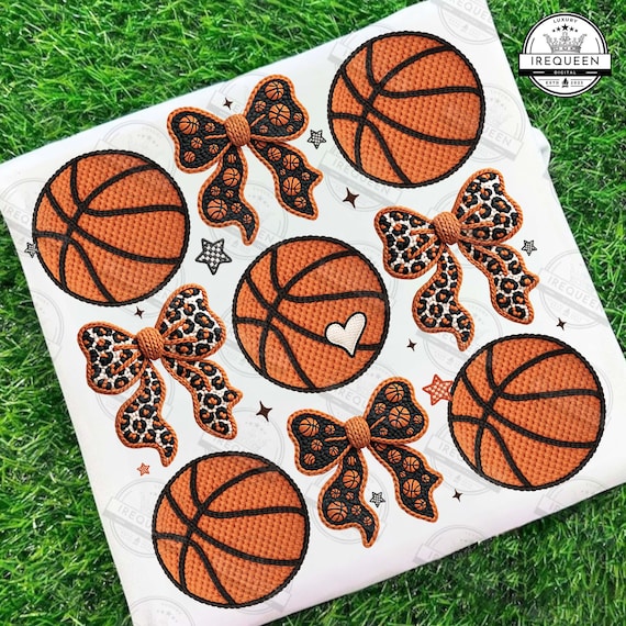 Basketball Mom Faux Yarn Png, Coquette Basketball Png, Crochet Basketball Png, Game Day Shirt Design, Basketball Season Png, Digital File