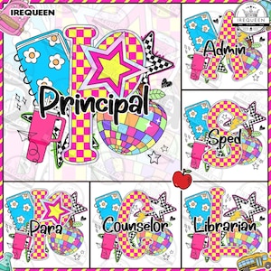 School Occupation PNG Bundle, Back to School Teacher Sped Para Counselor, Preppy First Day of School Girly Png, Neon Girly Png, Digital File