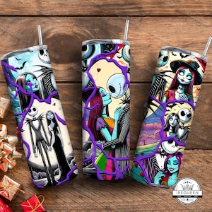 Nightmare Halloween 20oz Skinny Tumbler Png Design, Halloween Couple 20oz Tumbler Png, Halloween Cartoon Nightmare Tumbler, Digital File