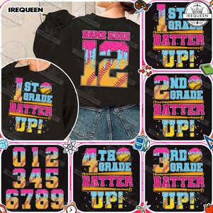Grade Batter Up Softball Back To School Png, Kindergarten Kid Design, Pre-K to Fourth Grade , Baseball Basketball, School Boy, Digital File