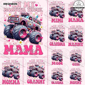Monster Truck Mama Png Bundle, Mama Bow Png, Mother&#39;s Day Png, Monster Truck Are My Jam Truck Png, Checkered Coquette Mama Png, Digital File