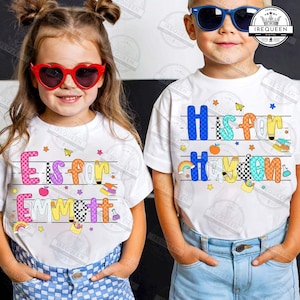 Preppy Custom Name School PNG, Checkered Back to School Design for Boy Girl, First Day Digital Print, Cute Toddler Outfit Png, Digital File