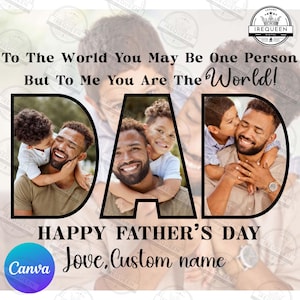 Customize Dad Pictures Canva Template, Happy Father’s Day Png, Gift For Dad Insert Photo, Custom Name Kid Canva Editable Diy, Digital File