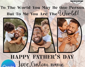 Customize Dad Pictures Canva Template, Happy Father’s Day Png, Gift For Dad Insert Photo, Custom Name Kid Canva Editable Diy, Digital File