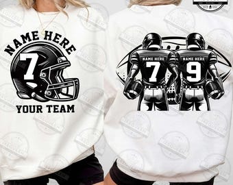 Custom Two Football Players Png, Football Team Png, Retro Sports, Personalized Text and Number Png, Game Day Png, Football Mom, Digital File