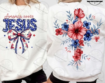 Amerika braucht Jesus Png, Unabhängigkeitstag Png, Jesus Png, Christliches Amerika Kokette Png, USA Flaggenfarbe Kreuz, 4. Juli, digitale Datei