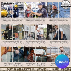 Jesus Gave Her Canva Template Editable  Photo Bundle, She Wouldn&#39;t Have It Any Other Way, A Police Officer, A Blue Collar Man, Digital File