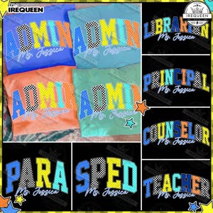 School Occupation PNG Bundle, Back to School Teacher Sped Para Counselor, Bright Neon Teacher Png, Preppy First Day of School, Digital File