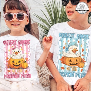 Coolest Cutest Goose At The Patch Png, Funny Autumn Goose Png, Halloween Kids Png, Fall Pumpkin Patch Toddler Shirt Design Png, Digital File