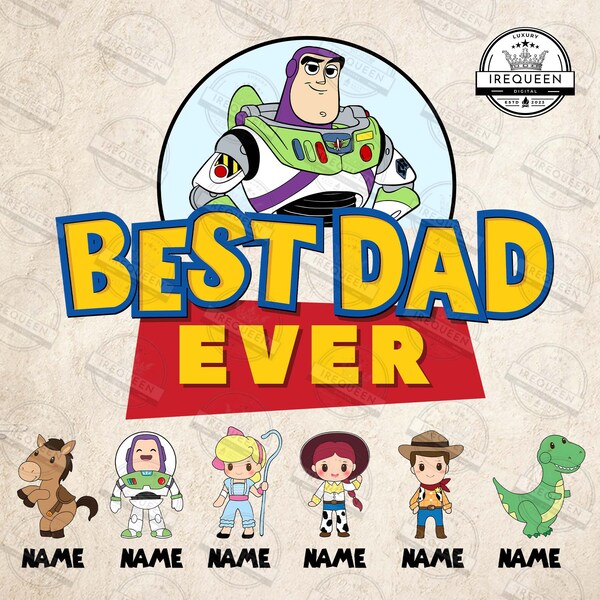 Custom Cartoon Best Dad Ever With Kids Name Png, Father’s Day Png, Dad Cartoon Movie Shirt With Name, Gift For Dad Png, Digital File