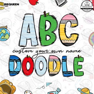 BUNDLE Back To School Pencil Hand Drawn Doodle Letters Png,  Alphabet Doodle Font Set, Back To School Png, Gift For Student, Digital File