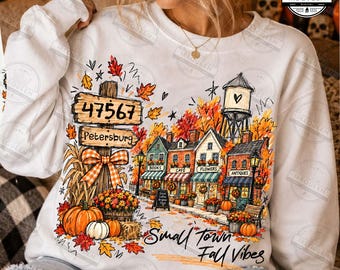 Custom Zip Code Fall Town PNG, Personalized Small Town Fall Vibes Png, Autumn Pumpkin Town Girl Png, Custom Town Name Autumn, Digital File