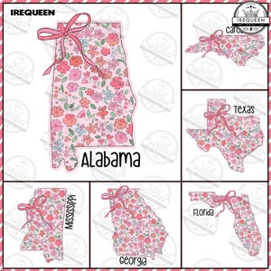 Coquette States Preppy Png Bundle, States Colorful Floral States Georgia Png, Florida Png, Alabama Png, Mississippi, Texas Png, Digital File
