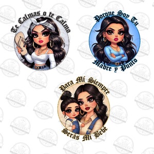 5 Latina Mom Sayings Png Bundle, Chibi Style Latina Mother's Day Png, Gift For Mom Png, Te Lo Digo Por Tu Bien, Chicano Mom, Digital File zdjęcie 3