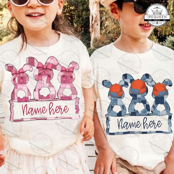Retro Easter Patchwork Png, Custom Boy/Girl Name Png, Easter Bunny Png, Easter Kids Name Png, Coquette Easter Png, Floral Png, Digital File