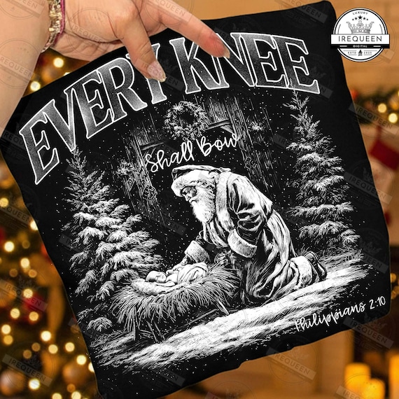 Every Knee Shall Bow PNG, Nativity Scene Png, Christmas, I'm the Season I'm the reason, Kneeling Santa Png, Baby Jesus Png, Digital File