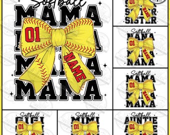 CUSTOM Softball Mom Png Bundle, Retro Softball Mama Coquette Png, Customized Softball Png, Game Day Softball Bow , Mother Png,Digital File