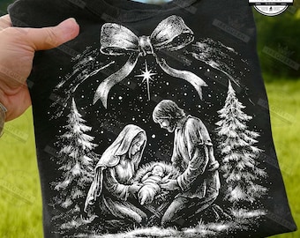 Halftone Nativity Scene Png, Holly Night PNG, Christmas Nativity PNG, Christian Manger PNG, Jesus Birth, Holiday, Halftone Png, Digital File