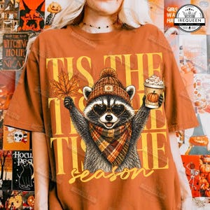 Retro Autumn Raccoon PNG, Funny Raccoon Pumpkin PNG, Cute Autumn Design, Fall Coffee Design, Fall Raccoon Pumpkin Png, Digital File