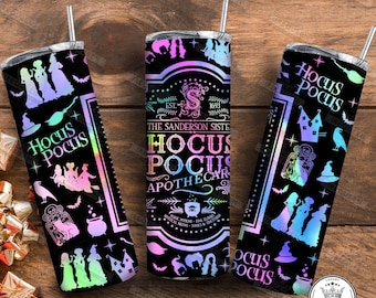 Witch Sisters Halloween Tumbler Png Design, Neon Halloween Witches 20oz Tumbler Design Wrap Png, Digital File