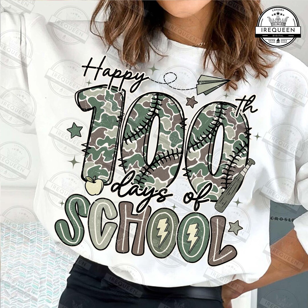 100 Days of School Baseball Camo Png, Camo Cap Boy School Shirt Design ...