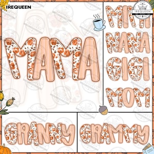 Coquette Fall Mama Nana Mimi Png, Autumn Pumpkin, Autumn Floral, Glitter Fall Png, Fall Flower , Fall Mama , Glitter Pumpkin, Digital File