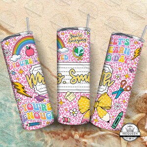 Personalized Teacher 20oz Tumbler Design Png, Back To School 20 oz Skinny Tumbler Png, First Day Of School Png, Teacher Wrap, Digital File