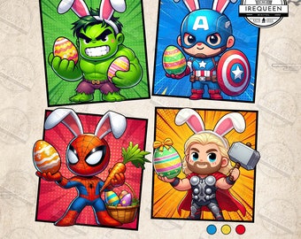 Happy Superhero Easter Day PNG, Easter Superhero Day Cartoon Shirt Png, Super Easter Day Png, Cute Easter Day Png, Digital File