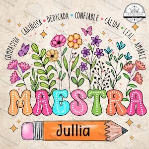 Maestra Floral Teacher Png, Maestra De Español Png, De Vuelta Al Cole, Vida De Maestra Png, Mejor Maestra Png, Regalo De Agradecimiento A La Maestra, Archivo Digital