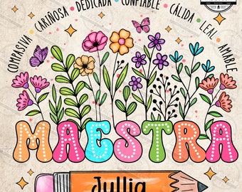 Maestra Floral Teacher Png, Spanish Teacher Png, Back To School, Teacher Life Png, Best Maestra Png, Teacher Appreciation Gift, Digital File