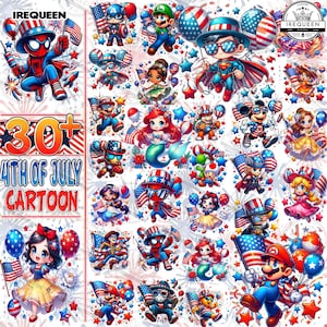 30+ Funny Cartoon Fourth Of July Png Bundle, Cartoon Independence Day Png, 4th Of July Png, 4th of July Design, America Png, Digital File