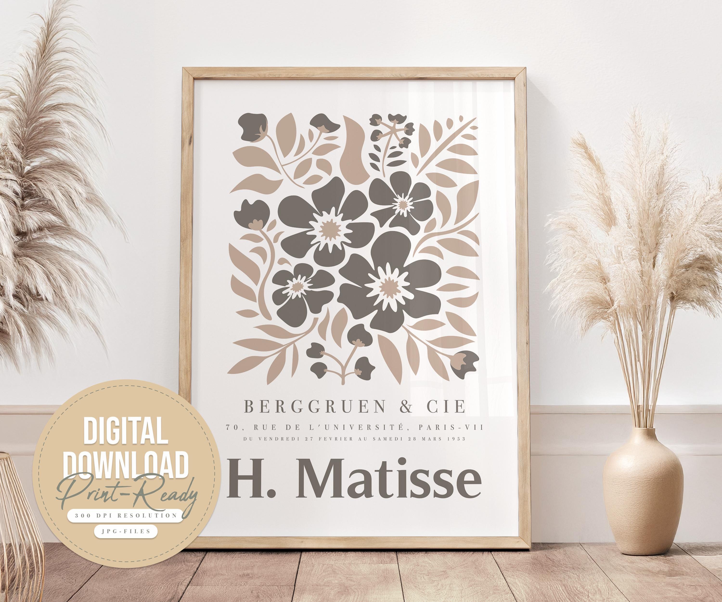 Matisse Druck Beige, Moderne Midcentury Kunst, Minimalistische Wandkunst, Druckbares Poster, Florale Wandkunst, Neutraler Boho Kunstdruck